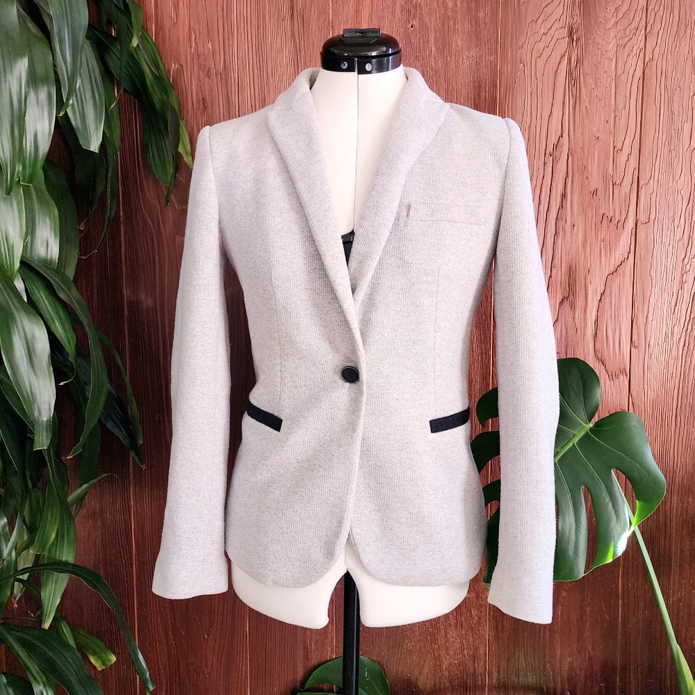 Zara Gray Knit Lightweight Fall Blazer Jacket Size Medium